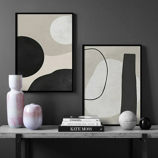 Modern Abstract Minimalist Black White Nordic Wall Art Fine Art Canvas Prints Pictures For Modern Apartment Art For Contemporary Interior Decor
