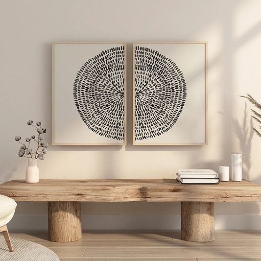 Modern Abstract Radial Dots Wall Art Fine Art Canvas Prints Minimalist Pictures For Living Room Dining Room Bedroom Art For Contemporary Home Decor