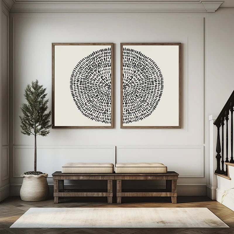 Modern Abstract Radial Dots Wall Art Fine Art Canvas Prints Minimalist Pictures For Living Room Dining Room Bedroom Art For Contemporary Home Decor
