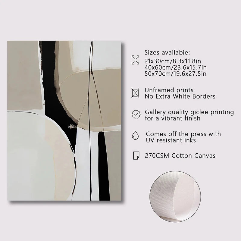 Modern Abstract Scandinavian Wall Art Fine Art Canvas Neutral Tones Living Room Art For Dining Room Bedroom Art For Contemporary Interiors