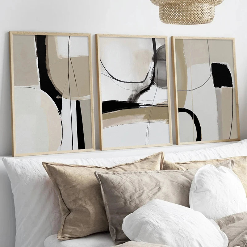 Modern Abstract Scandinavian Wall Art Fine Art Canvas Neutral Tones Living Room Art For Dining Room Bedroom Art For Contemporary Interiors