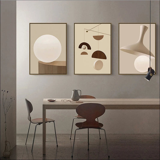 Modern Abstract Surreal Geometry Wall Art Fine Art Canvas Prints Neutral Tones Pictures For Living Room Dining Room Bedroom Art Decor