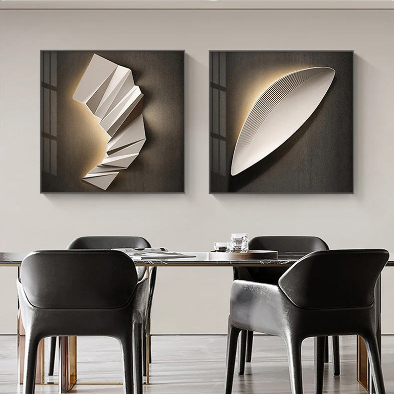 Modern Aesthetics 3d LED Effect Abstract Geometric Wall Art Fine Art Canvas Prints Square Format Pictures Art For Contemporary Interiors