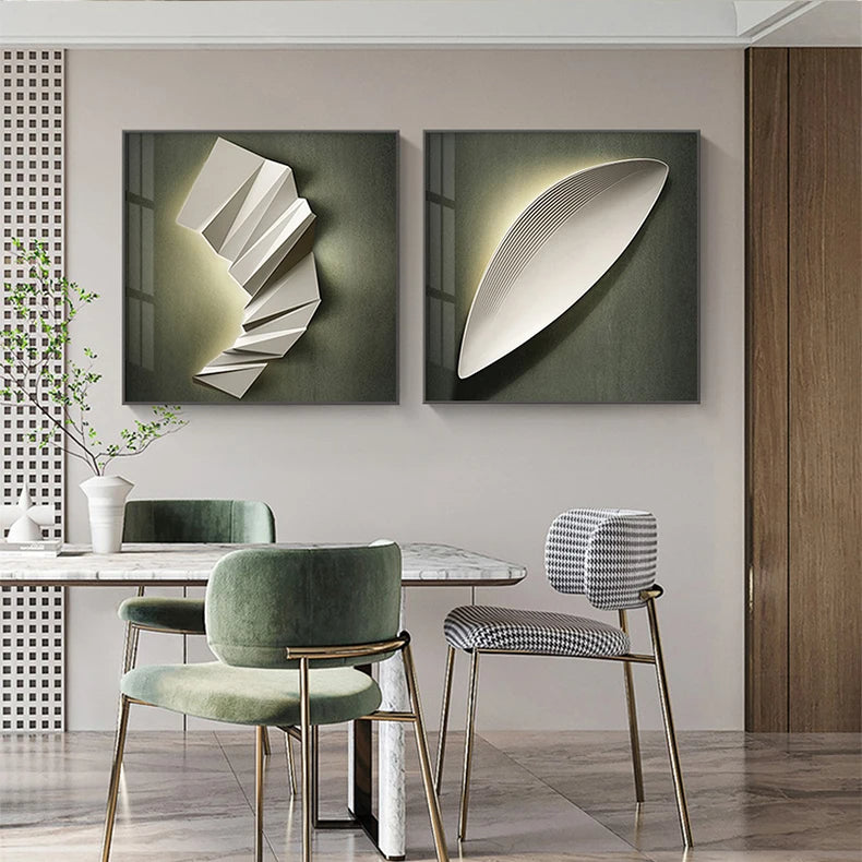 Modern Aesthetics 3d LED Effect Abstract Geometric Wall Art Fine Art Canvas Prints Square Format Pictures Art For Contemporary Interiors