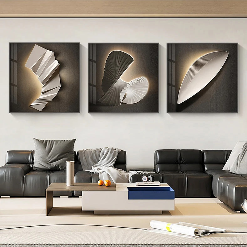 Modern Aesthetics 3d LED Effect Abstract Geometric Wall Art Fine Art Canvas Prints Square Format Pictures Art For Contemporary Interiors
