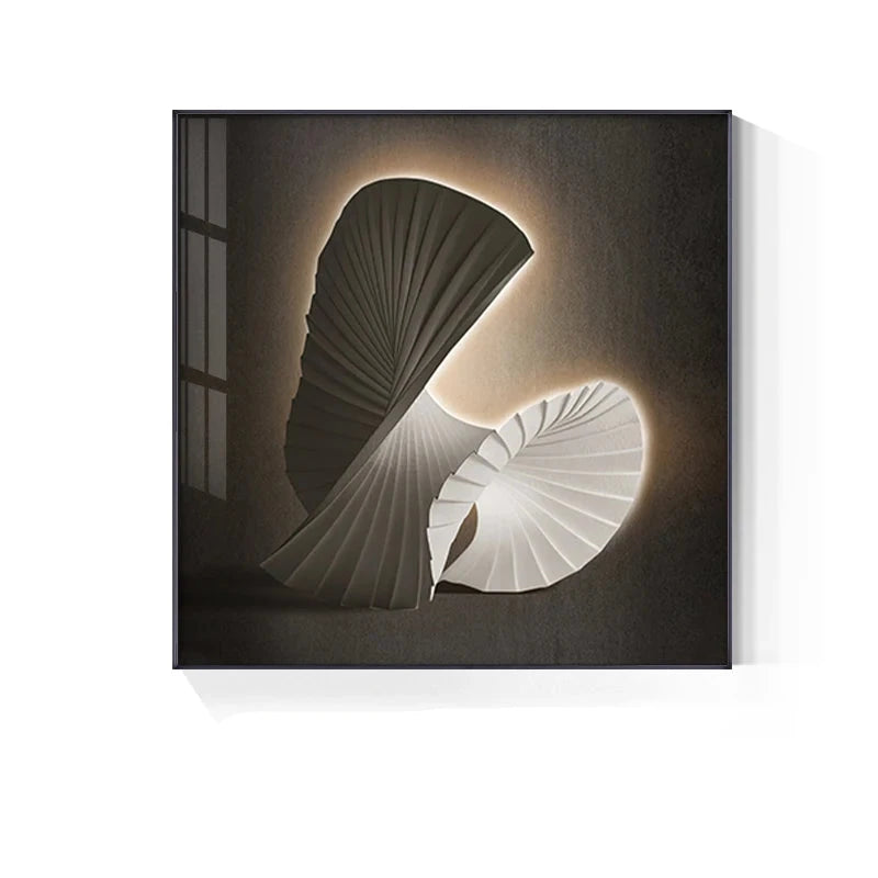 Modern Aesthetics 3d LED Effect Abstract Geometric Wall Art Fine Art Canvas Prints Square Format Pictures Art For Contemporary Interiors