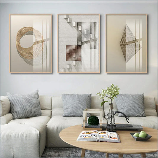 Modern Aesthetics Abstract Architectural Geometric Wall Art Fine Art Canvas Prints Pictures For Modern Loft Living Room Contemporary Interior Design Trends