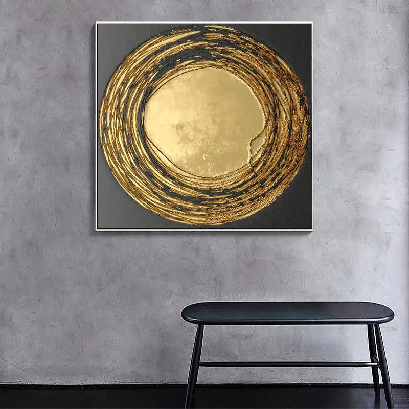 Modern Aesthetics Abstract Black Golden Wall Art Fine Art Canvas Prints Square Format Pictures For Living Room Bedroom Home Office Decor 2025