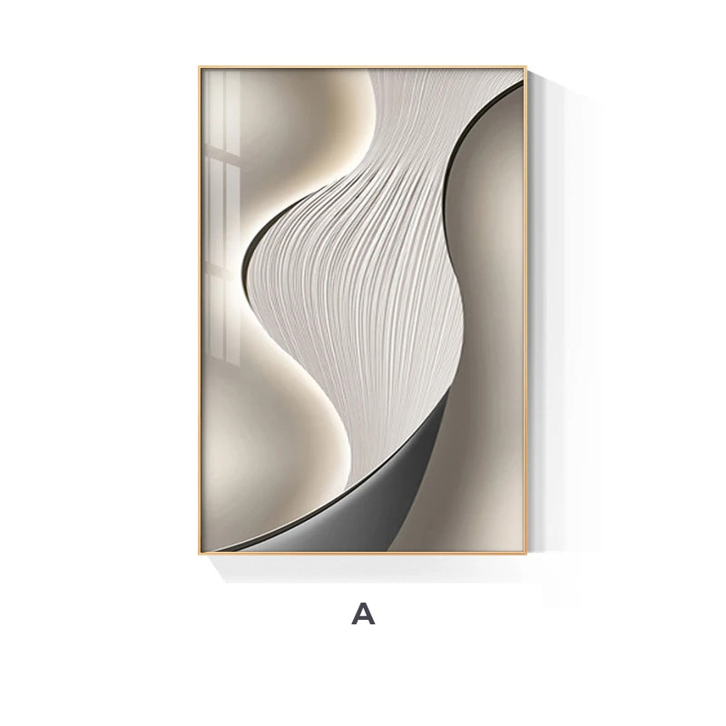 Modern Aesthetics Flowing Lines Abstract Wall Art 3d Effect Fine Art Canvas Prints Pictures For Modern Apartment Living Room Decor