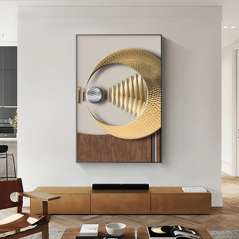 Modern Aesthetics Golden Celestial Geometry Wall Art Fine Art Canvas Prints Pictures For Modern Apartment Living Room Light Luxury Nordic Home Decor 2025