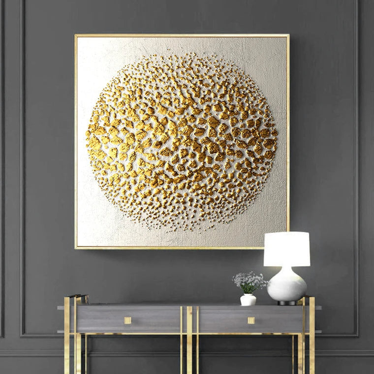 Modern Aesthetics White Golden Abstract Wall Art Fine Art Canvas Prints Square Format Pictures For Living Room Dining Room Light Luxury Home Decor