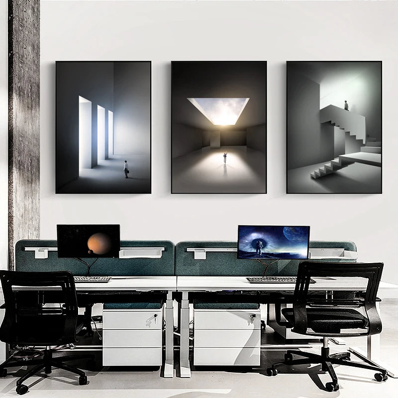 Modern Architectural Abstract Landscapes Wall Art Fine Art Canvas Prints Pictures For Studio Home Office Foyer Inspirational Art Decor