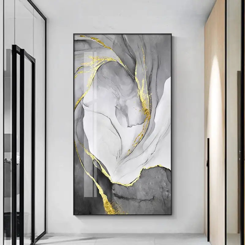 Modern Blue Grey Liquid Marble Print Wall Art Fine Art Canvas Prints Chic Abstract Pictures For Living Room Bedroom Entrance Foyer Wall Decor