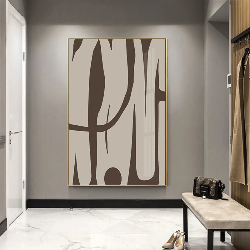 Modern Bold Abstract Curvy Geometric Wall Art Fine Art Canvas Prints Pictures For Urban Apartment Living Room Foyer Art For Contemporary Interiors