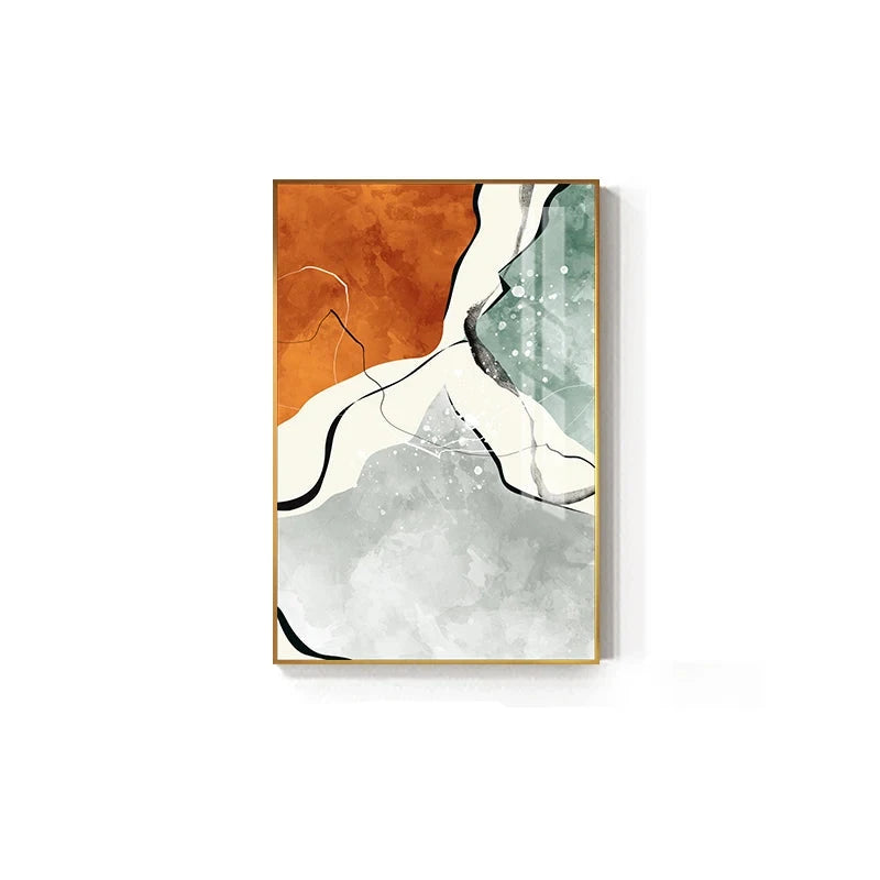 Modern Color Schemes Nordic Abstract Wall Art Fine Art Canvas Prints Gray Orange Green Fluid Dynamic Pictures For Living Room Office Foyer Art Decor