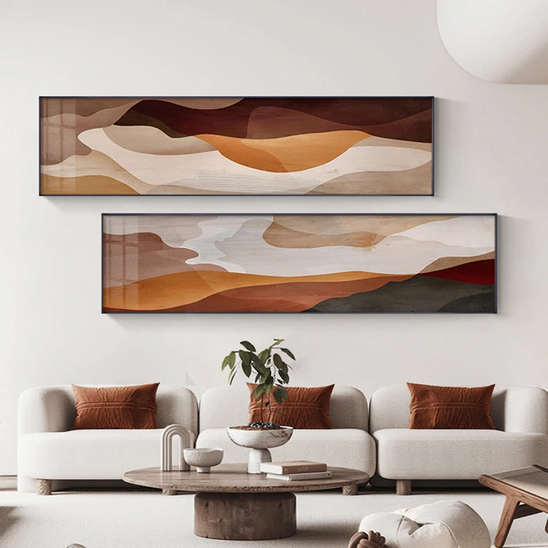Modern Earthy Brown Abstract Wide Format Wall Art Fine Art Canvas Prints Living Room Pictures For Above The Sofa Art For Above The Bed 2025