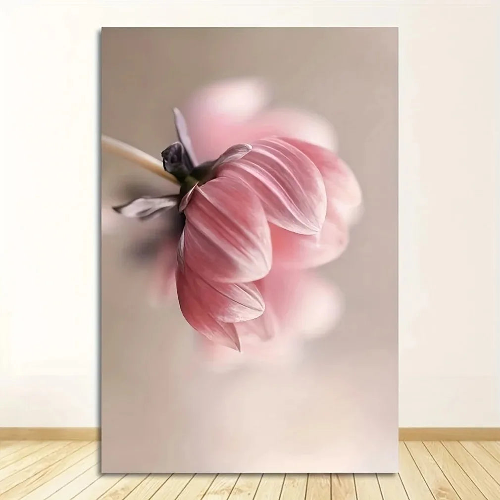 Modern Floral Pink Petal Flowers Wall Art Fine Art Canvas Prints Elegant Botanical Pictures For Living Room Bedroom Hotel Room Art Decor
