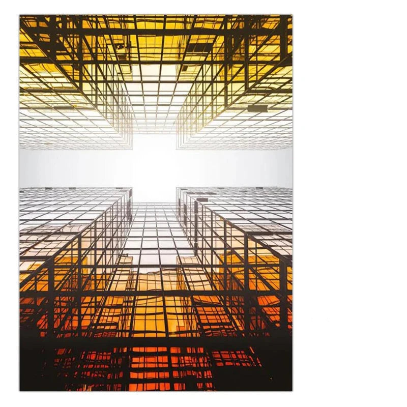 Modern Geometric Architectural Wall Art Fine Art Canvas Prints Black Gray Orange Abstract Pictures For Living Room Studio Home Office Art Decor