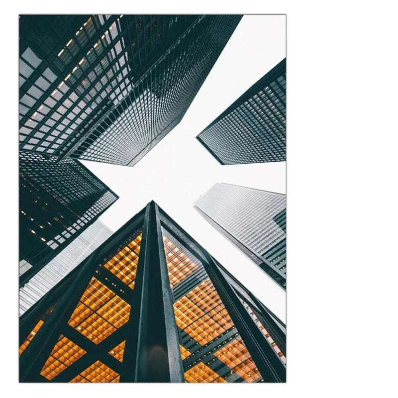 Modern Geometric Architectural Wall Art Fine Art Canvas Prints Black Gray Orange Abstract Pictures For Living Room Studio Home Office Art Decor