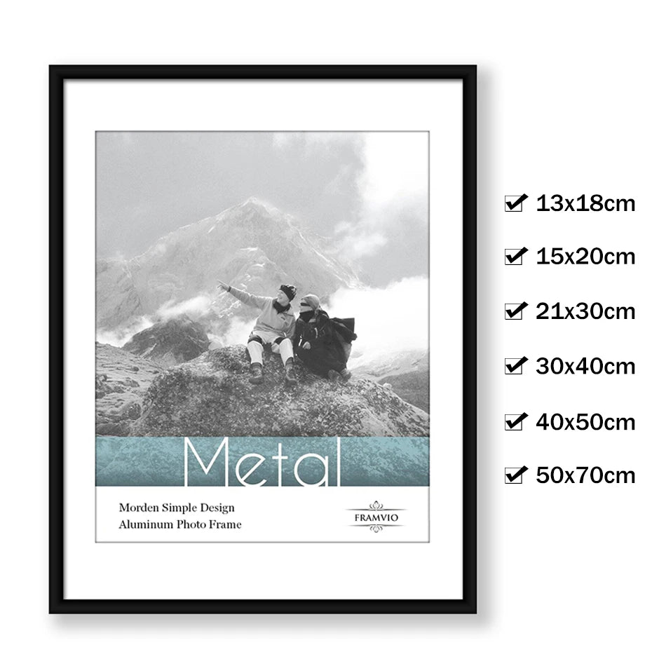 Modern Metal Picture Frames 13x18 15x20 A4 21x30 30x40cm 40x50cm 50x70 Frames For Canvas Prints With Plexiglass
