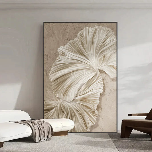 Modern Minimalist Abstract Cream Beige Botanical Wall Art Fine Art Canvas Prints Pictures For Living Room Bedroom Art For Contemporary Home Decor