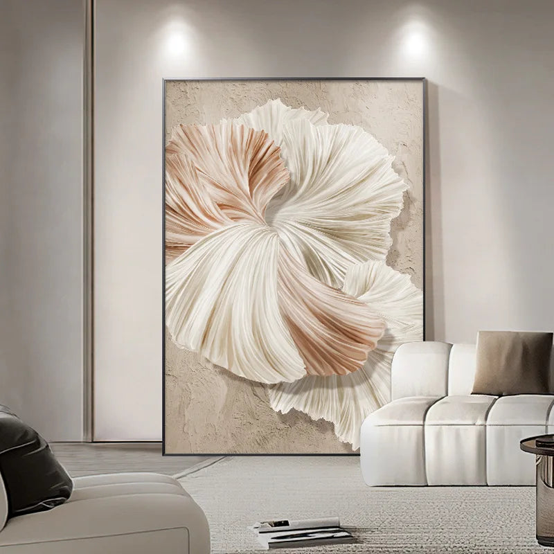 Modern Minimalist Abstract Cream Beige Botanical Wall Art Fine Art Canvas Prints Pictures For Living Room Bedroom Art For Contemporary Home Decor