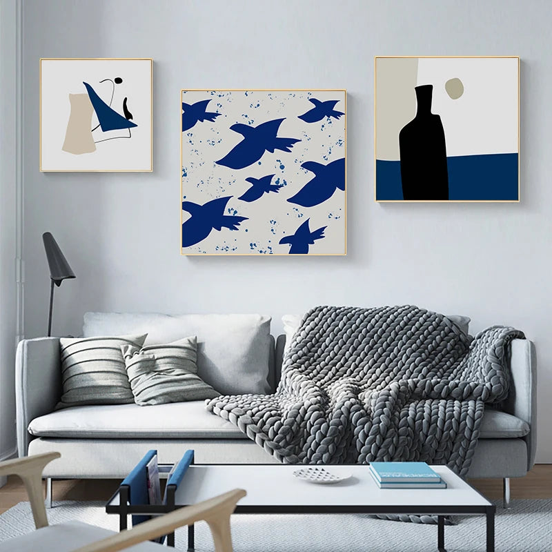 Modern Minimalist Abstract Still Life Wall Art Fine Art Canvas Prints Square Format Pictures For Living Room Dining Room Contemporary Home Decor