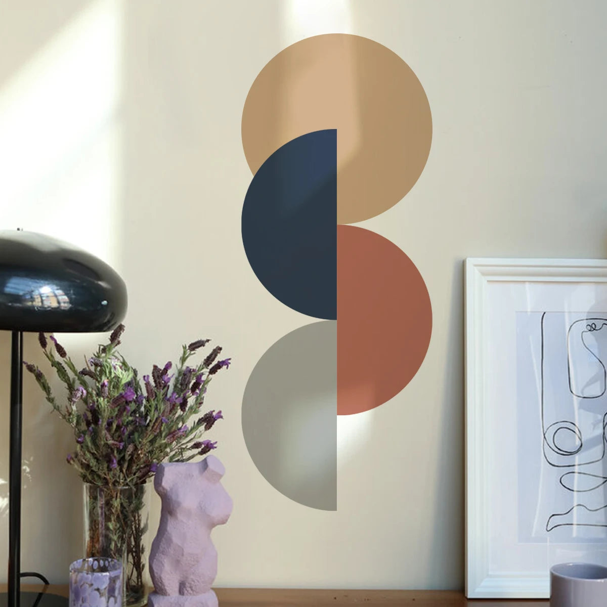 Modern & Minimalist Geometric Circles Wall Mural – Abstract Dot Pattern Peel & Stick Wall Decal for Modern Bedrooms & Living Spaces