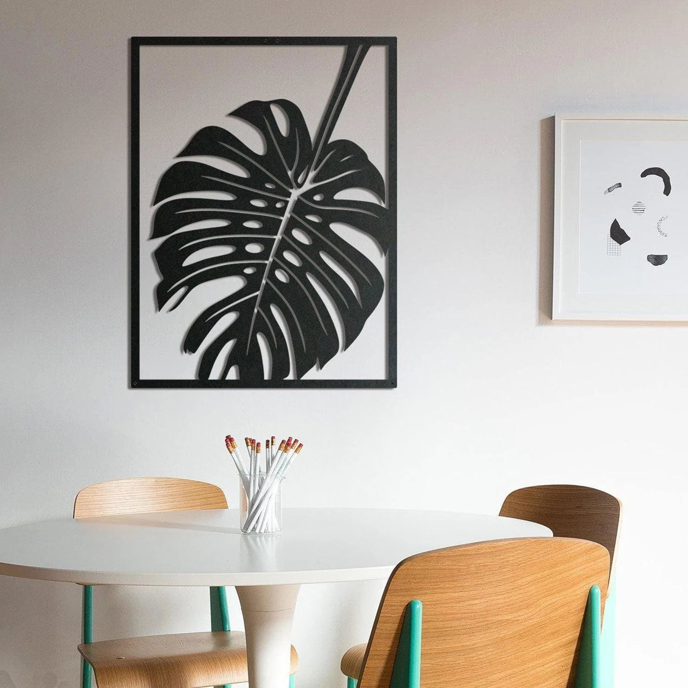 Monstera Leaf Silhouette Black Metal Wall Art 3D Sculptured Iron Craft Wall Decoration For Living Room Dining Room Creative Home Decor