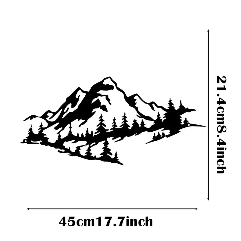 Mountain Landscape Black Metal Wall Art 3D Iron Craft Wall Mounted Art Installation For Living Room Dining Room Creative Nordic Home Decor