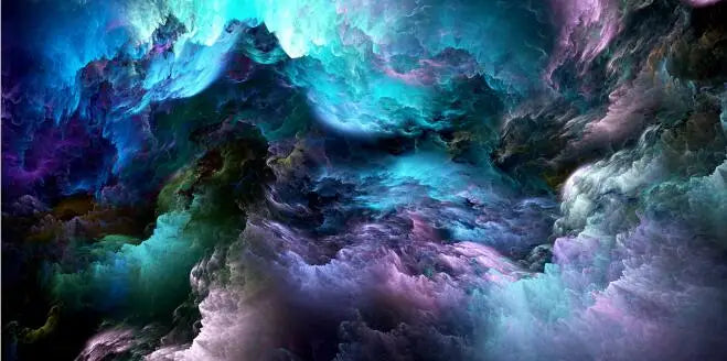 Mysterious Alien Cloud Wall Art Fine Art Canvas Print Vivid Blue Purple Abstract Picture For Living Bedroom Inspirational Home Decor