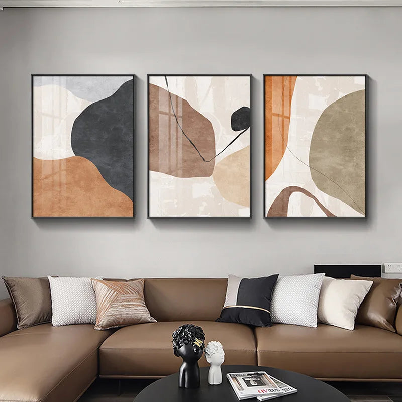 Neutral Shades Beige Brown Abstract Wall Art Fine Art Canvas Prints Pictures For Modern Apartment Living Room Bedroom Dining Room Art Decor