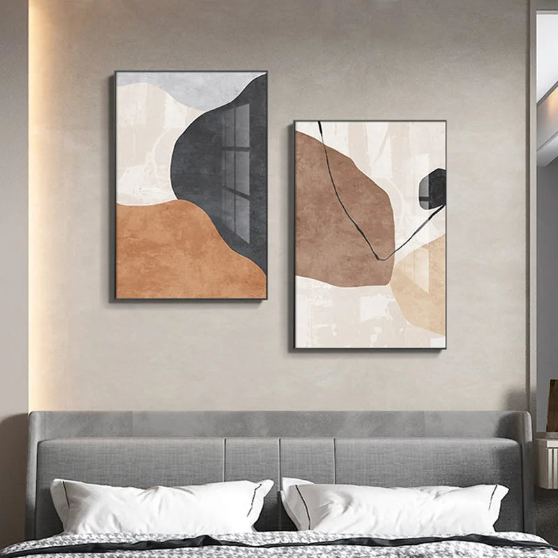 Neutral Shades Beige Brown Abstract Wall Art Fine Art Canvas Prints Pictures For Modern Apartment Living Room Bedroom Dining Room Art Decor