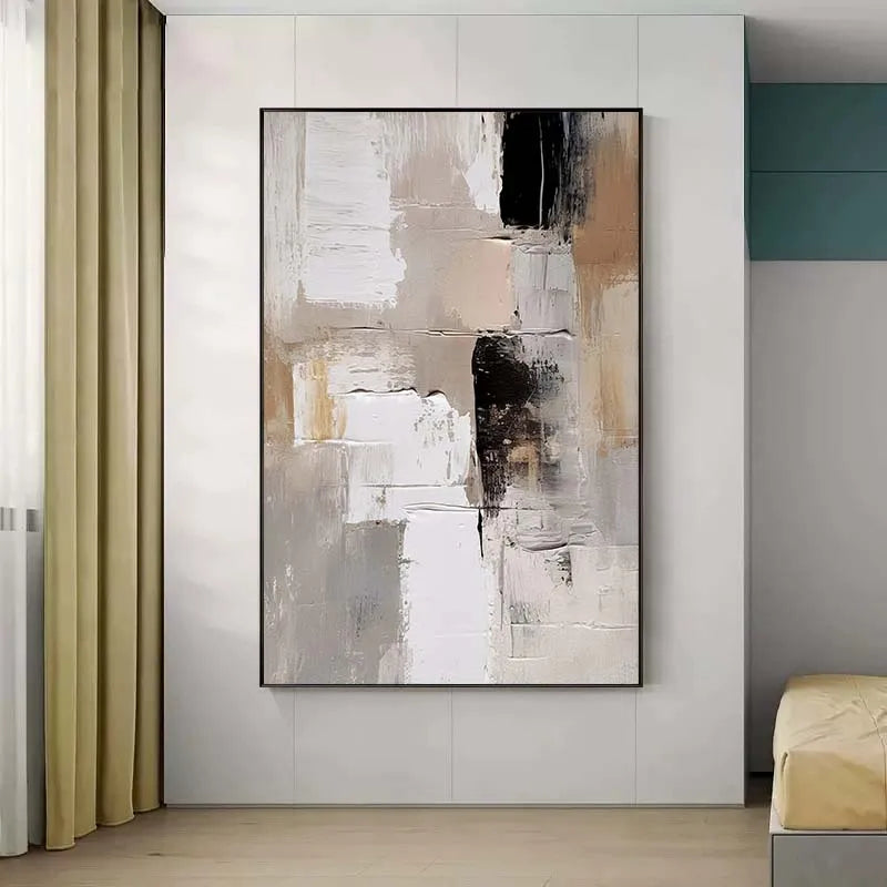 Abstract painting on a wall in a modern interior setting