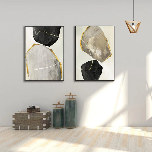 Neutral Tones Nordic Abstract Zen Pebbles Wall Art Fine Art Canvas Prints Pictures For Modern Apartment Living Room Scandinavian Home Office Art Decor