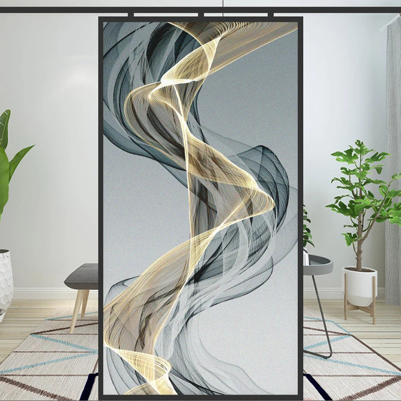 Nordic Abstract Privacy Window Film For Bathroom Kitchen Foyer Office Removable Frosted Film For Glass Semi Transparent Peel and Stick Static Cling Technology