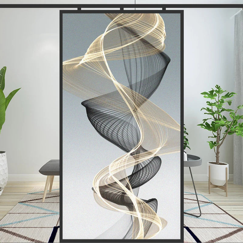 Nordic Abstract Privacy Window Film For Bathroom Kitchen Foyer Office Removable Frosted Film For Glass Semi Transparent Peel and Stick Static Cling Technology