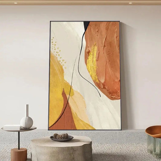 Nordic Abstract Yellow Beige Terracotta Wall Art Fine Art Canvas Prints Pictures For Modern Apartment Living Room Dining Room Home Office Decor