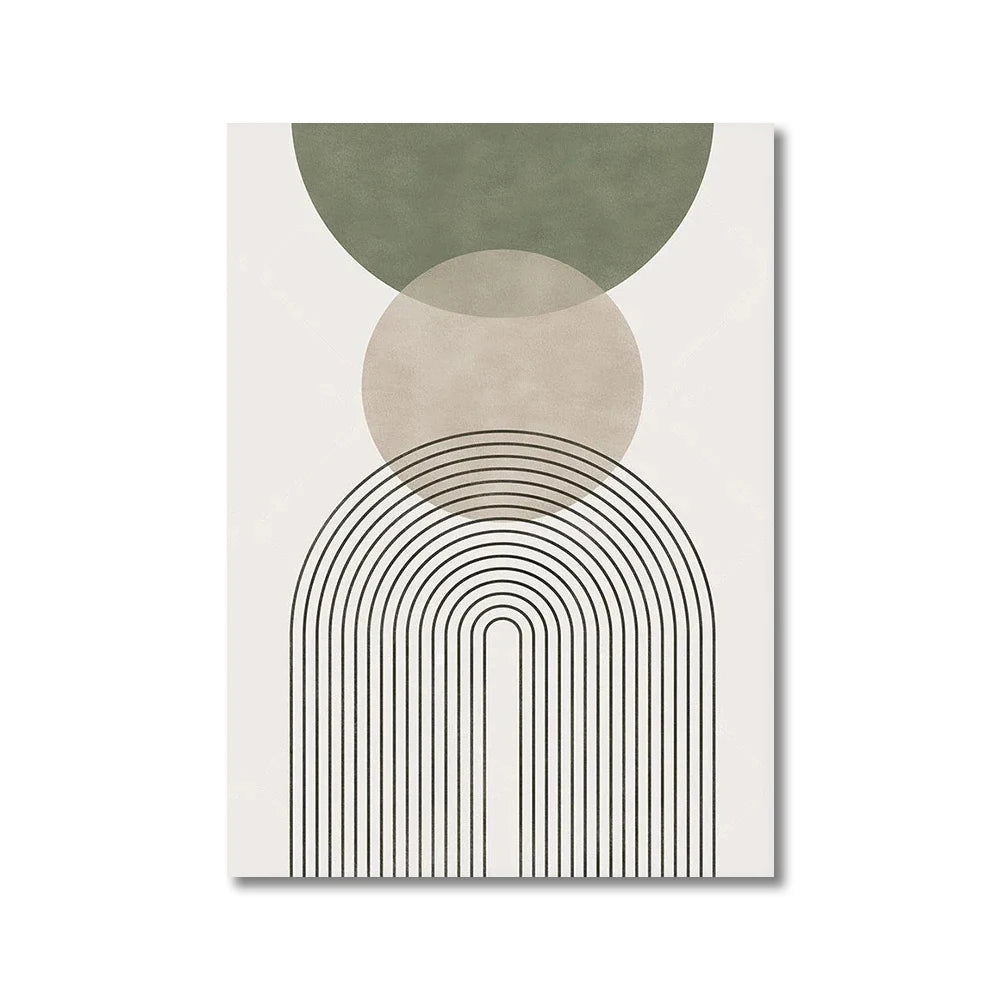 Geometric design with circles and an arch on a white background