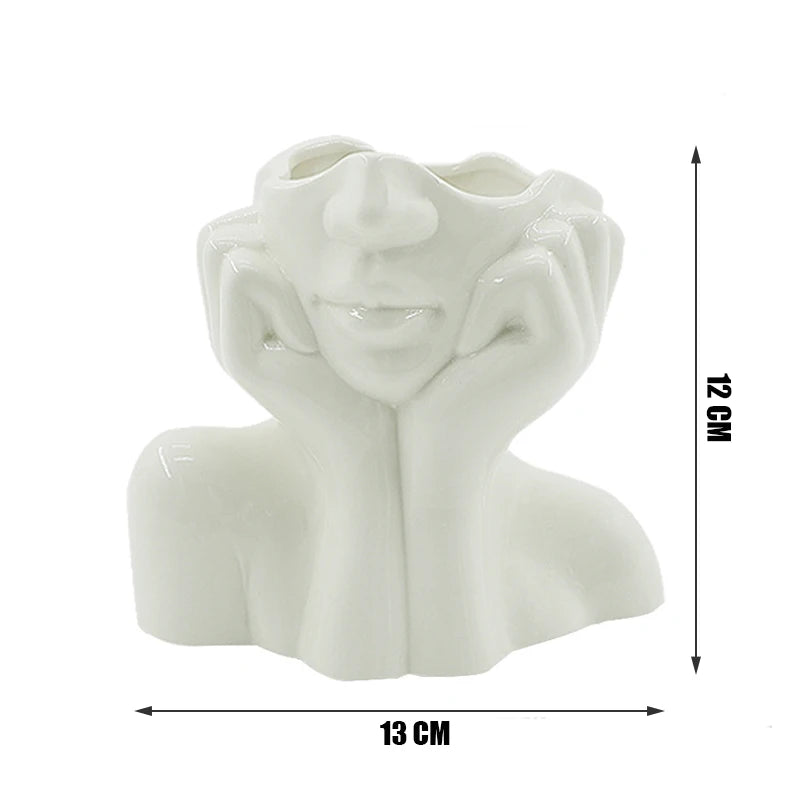 Nordic Serenity Head Vases - Elegant Ceramic Sculptured Plant Pots for Modern Scandinavian Home Decor