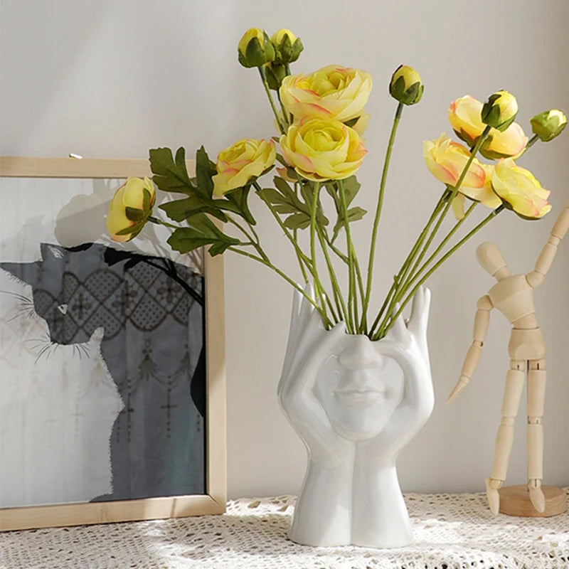 Nordic Serenity Head Vases - Elegant Ceramic Sculptured Plant Pots for Modern Scandinavian Home Decor