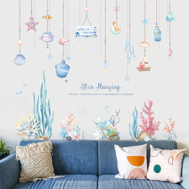 Ocean Dreamland Blue Whale Wall Decals – Waterproof Vinyl Mural for Nursery, Kids’ Room & Creative DIY Home Decor