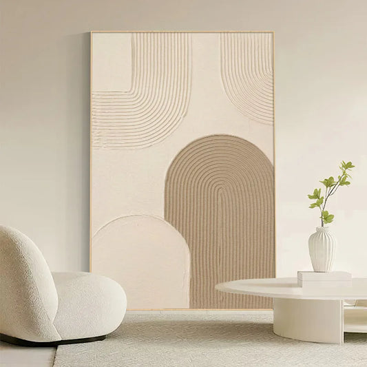 Pastel Beige Abstract Minimalist Geometric Wall Art Fine Art Canvas Prints Pictures For Living Room Bedroom Art For Modern Apartment Decor
