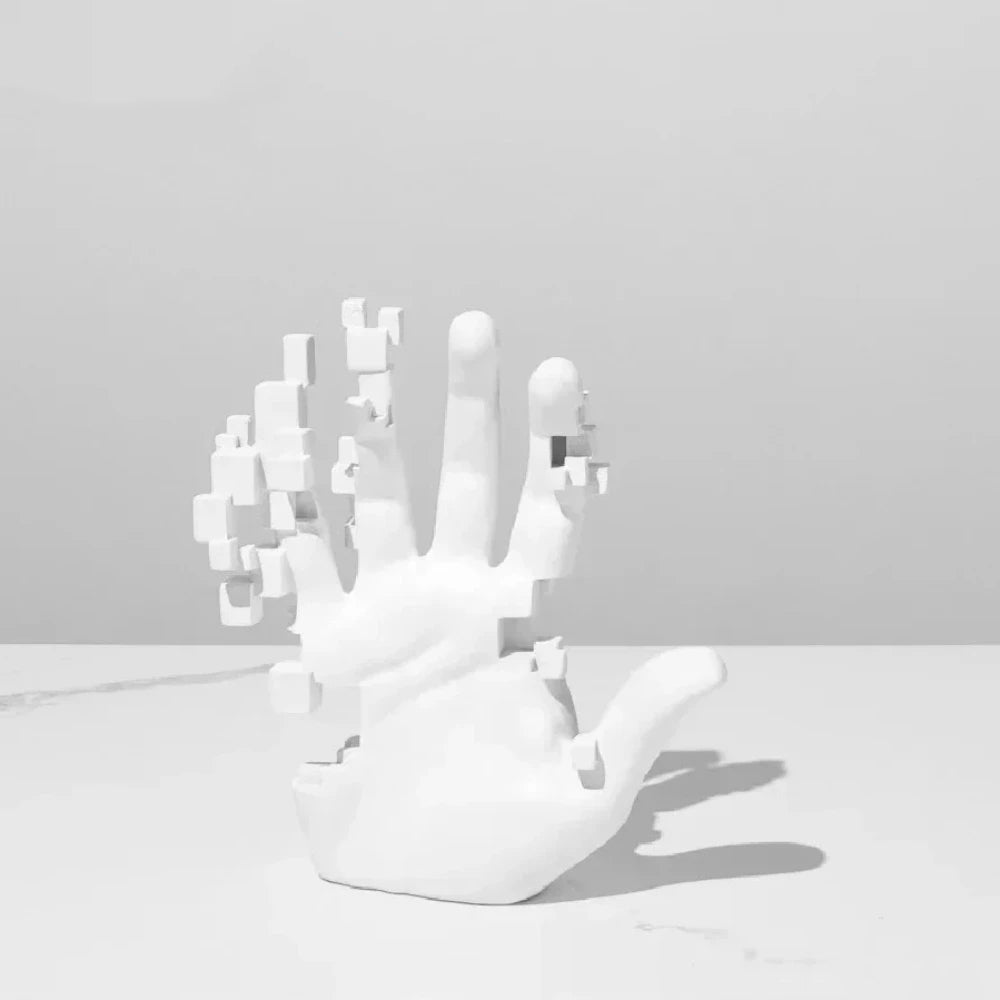 Pixelated Hand Abstract Art Sculpture Modern Minimalist Home Decoration Accessories For Living Room Coffee Table Creative Office Desktop Art Decor