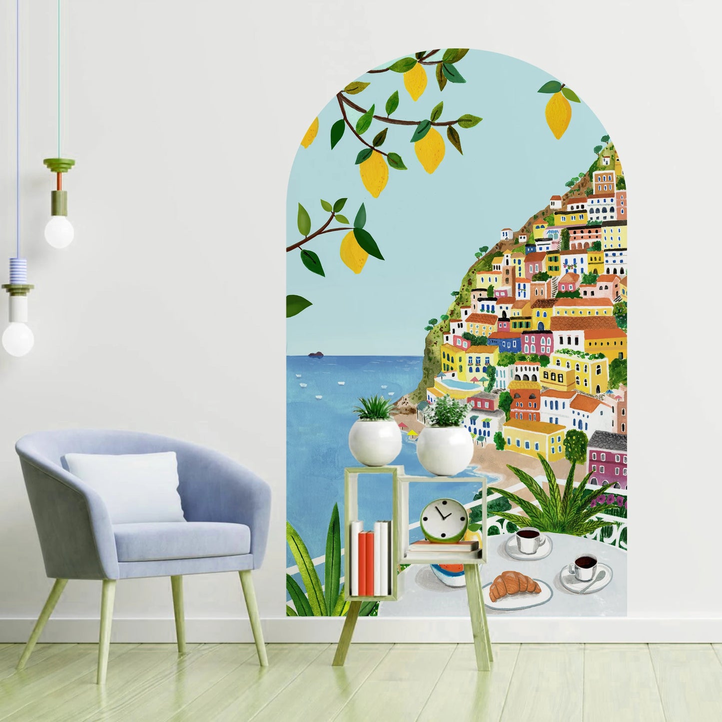 Positano Lemon Grove Archway Wall Mural – Amalfi Coast-Inspired Self-Adhesive Wallpaper Wall Decal for Bedroom, Living Room & Creative DIY Interior Styling