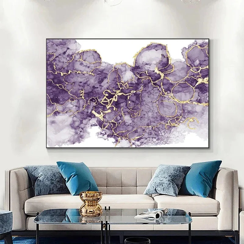 Purple Mauve Liquid Marble Print Wall Art Fine Art Canvas Prints Chic Abstract Pictures For Living Room Bedroom Boutique Salon Art Decor 2025