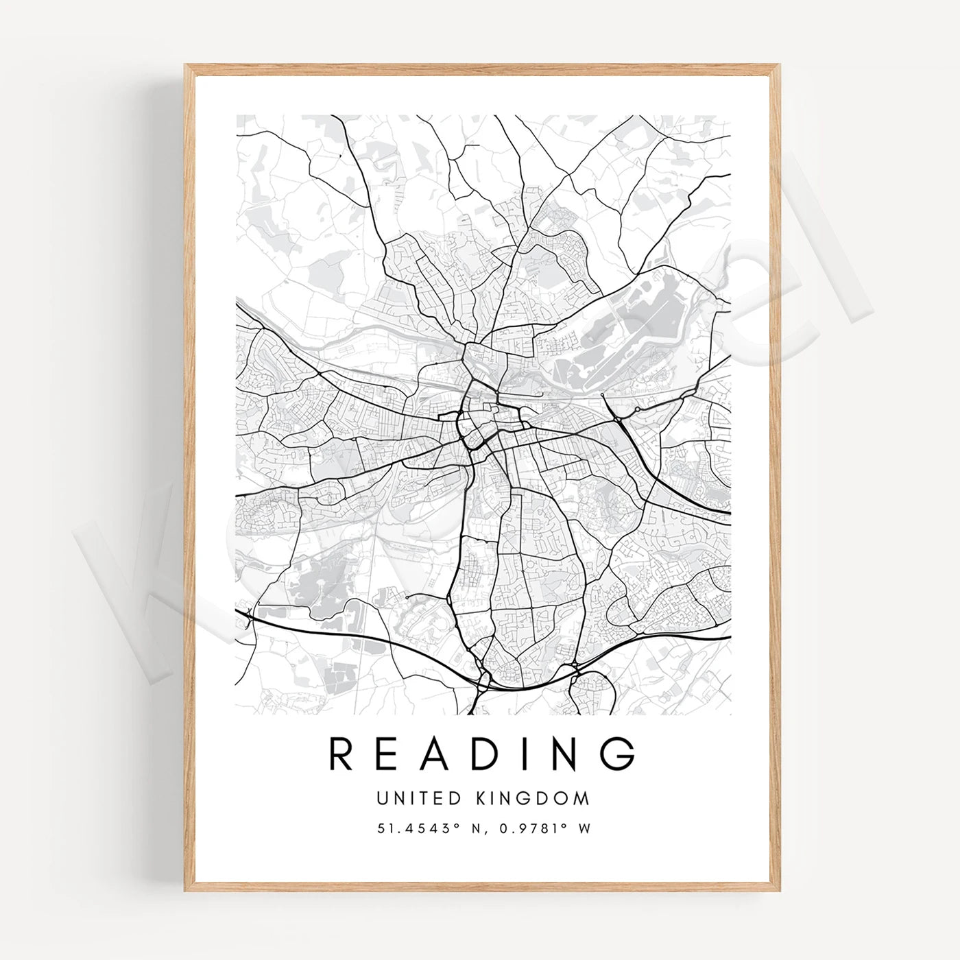 Reading City Map Poster Wall Art - Wall Map Black White Fine Art Canvas Prints Stylish Minimalist Posters For Home/Office 2025