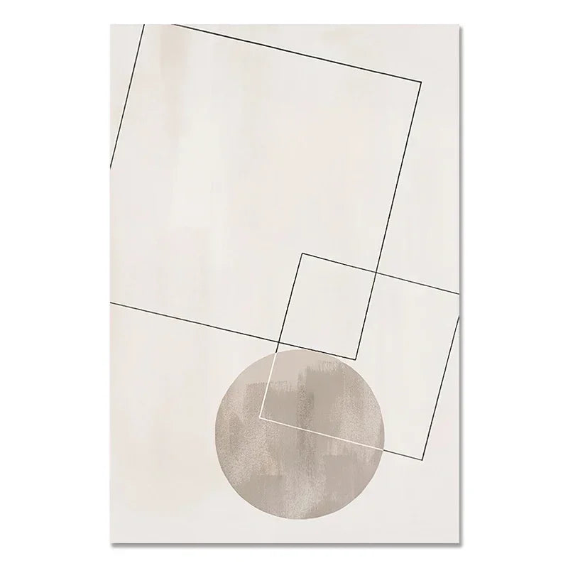 Abstract design with geometric shapes on a beige background
