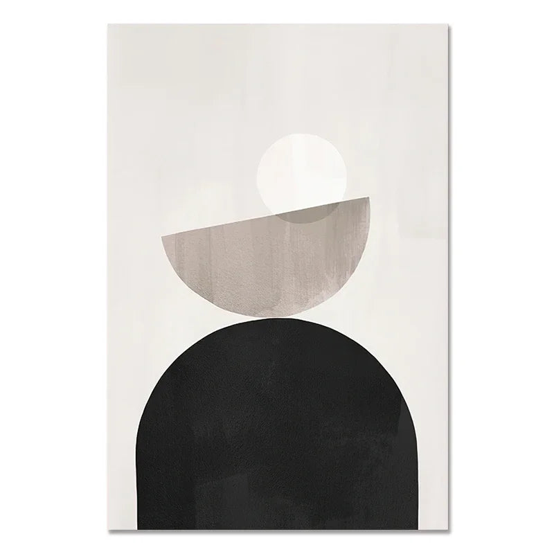 Abstract art print with geometric shapes on a white background