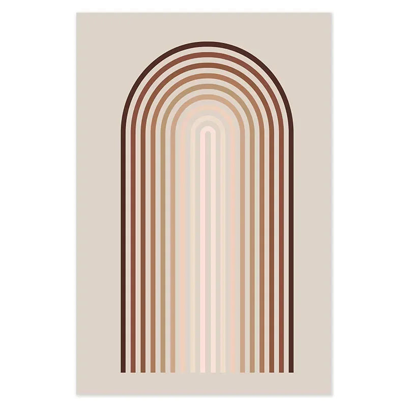 Decorative rug with arch-shaped pattern on a beige background